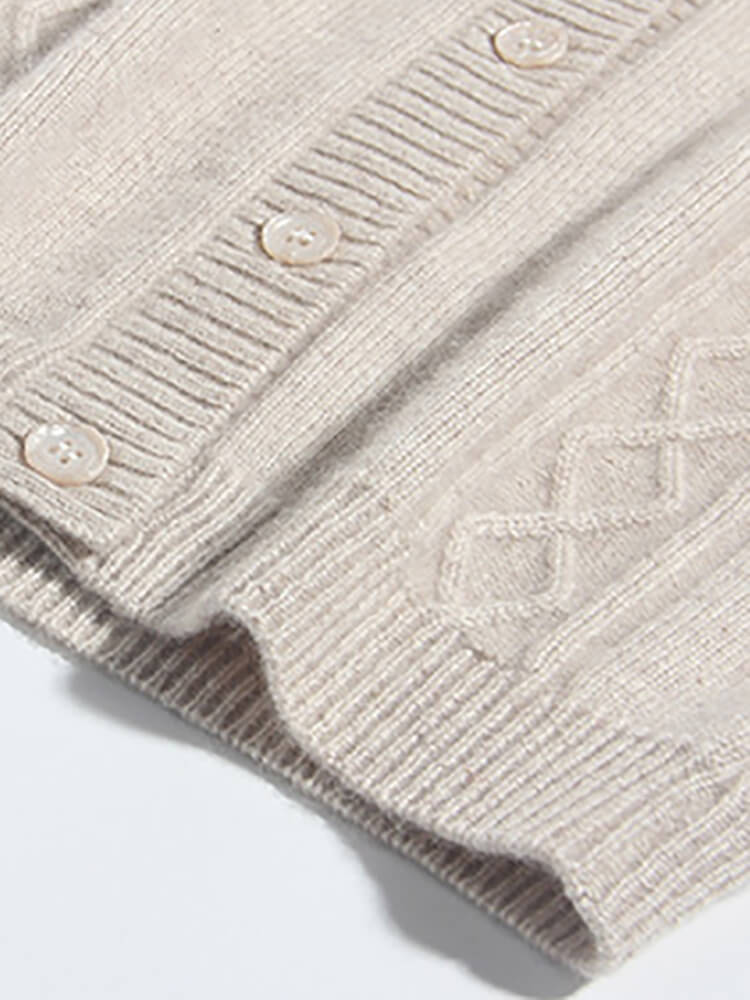 Ruffled Collar Cherry Embroidery Button-Front Cashmere Cardigan